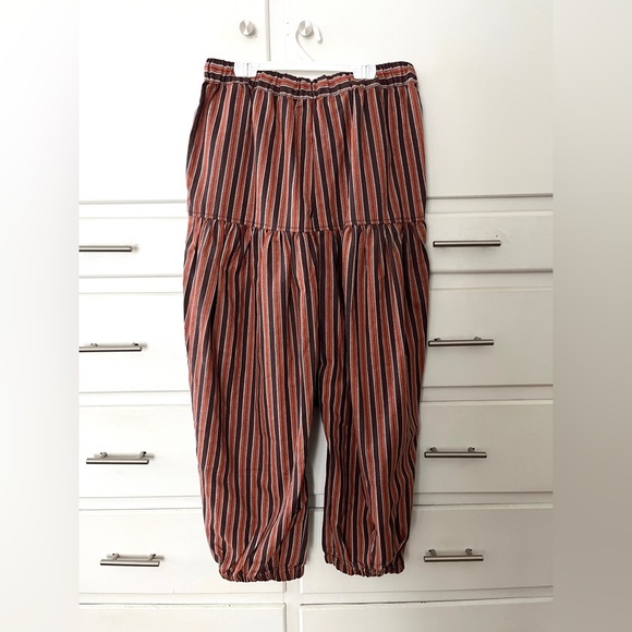 🆕 Free People Ellie Striped barrel pants in rust combo size small - Picture 7 of 13